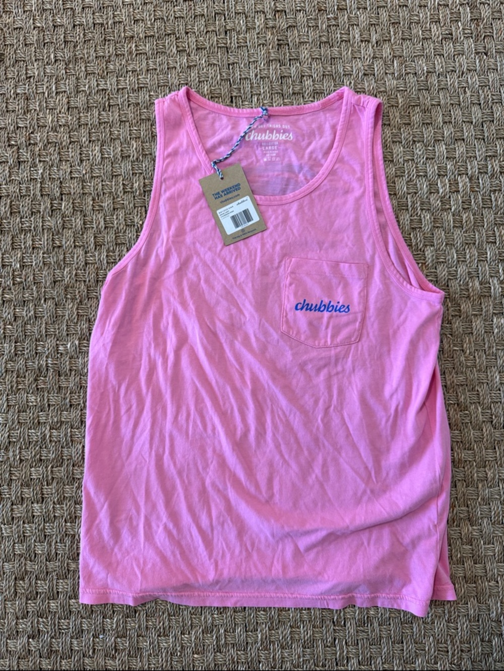 Chubbies Pink Pocket Tank with pocket.